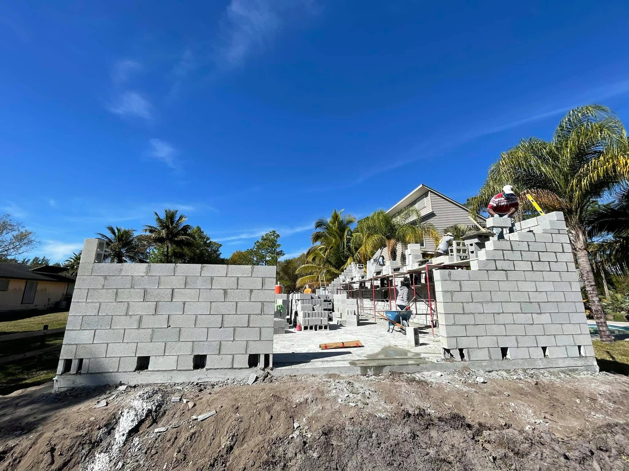 Shell Construction - Concrete Block Walls in Progress